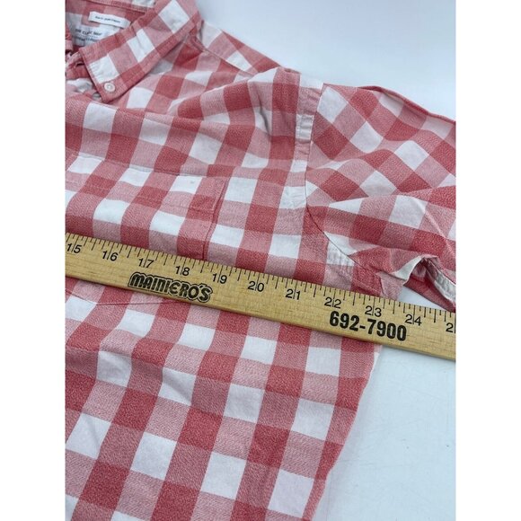Old Navy Mens Button Down Shirt The Classic Shirt Slim Fit Red Checkered L Large - Picture 4 of 8